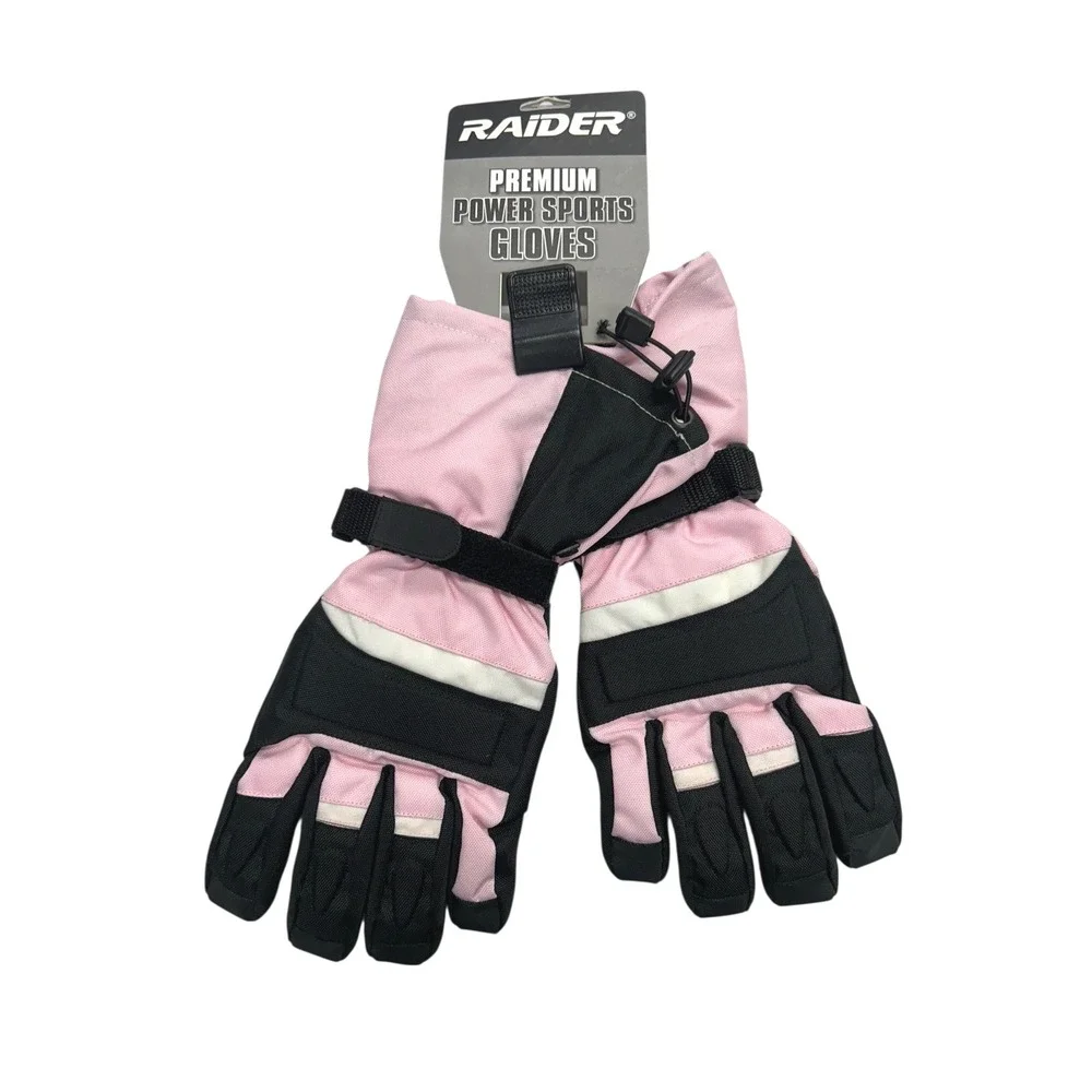 Raider Powersports Moto‎ Gloves Womens L Pink Black Full Finger Padded Biker NWT